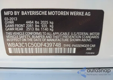 2013 BMW 328I from USA, damaged, VIN WBA3C1C50DF439748
